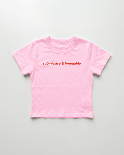 submissive & breedable cropped Baby Tee Pink | Lolita Sinz