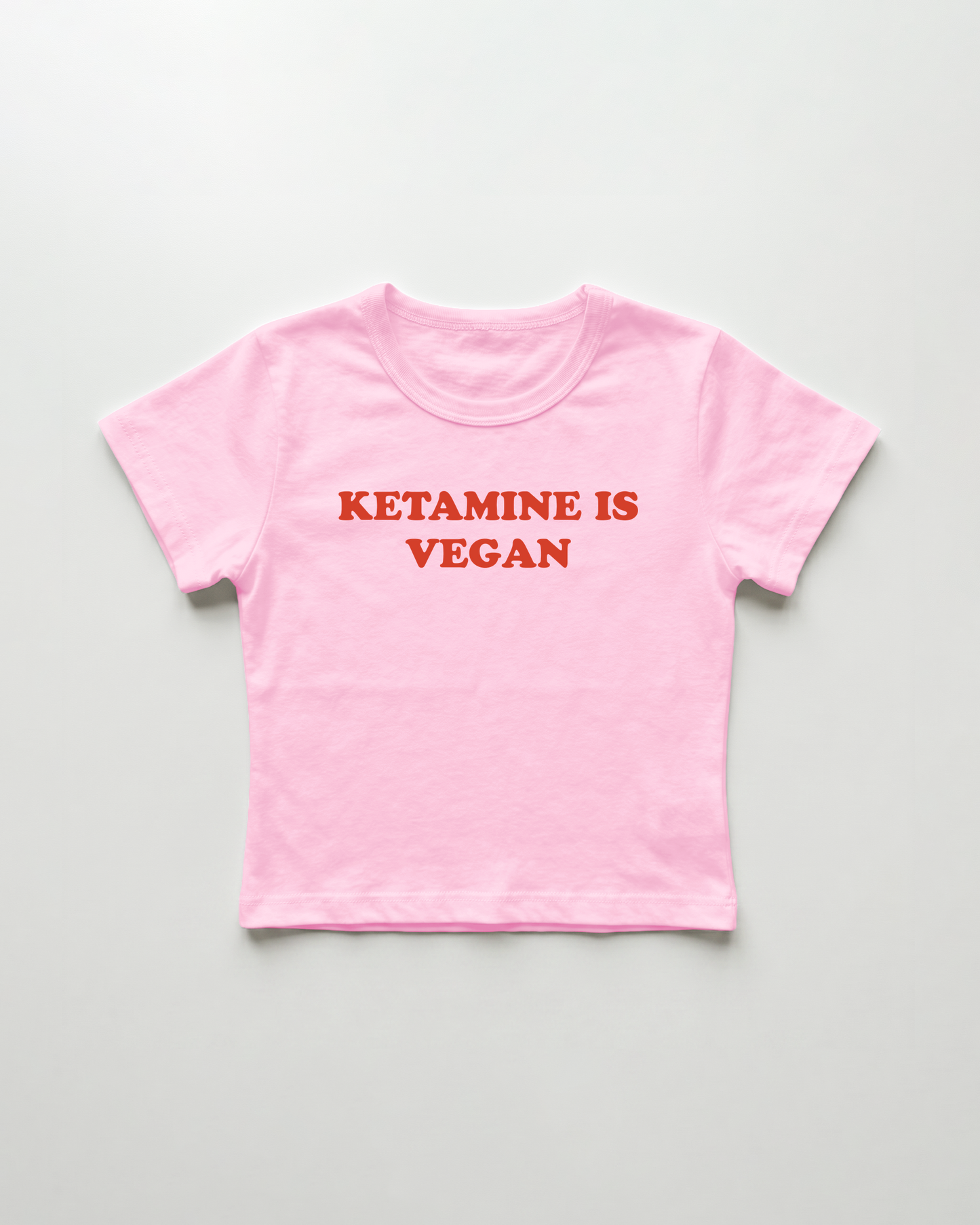 ketamine is vegan cropped Baby Tee Pink | Lolita Sinz