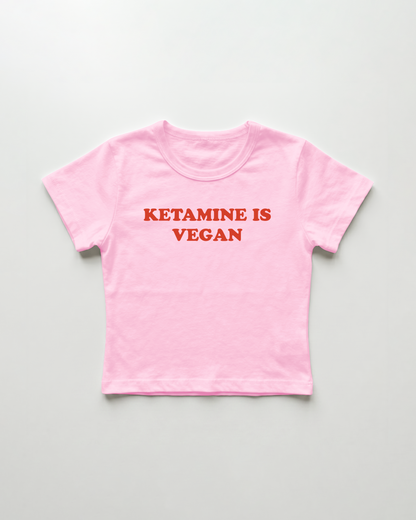 ketamine is vegan cropped Baby Tee Pink | Lolita Sinz