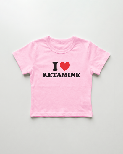 I love ketamine cropped Baby Tee Pink | Lolita Sinz
