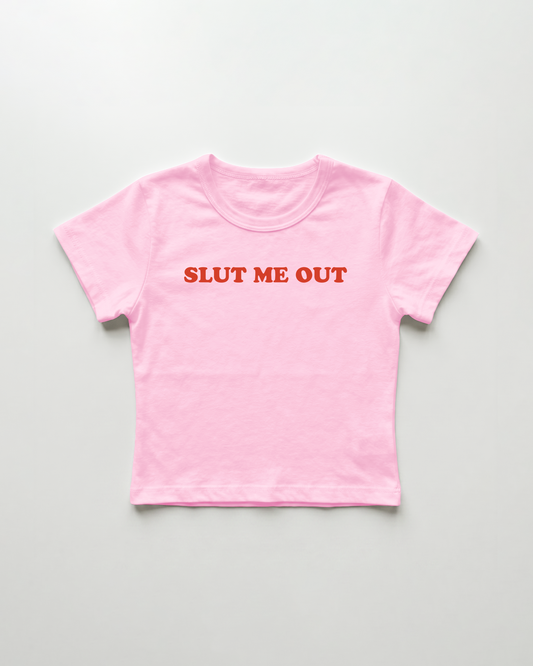 slut me out cropped Baby Tee Pink | Lolita Sinz