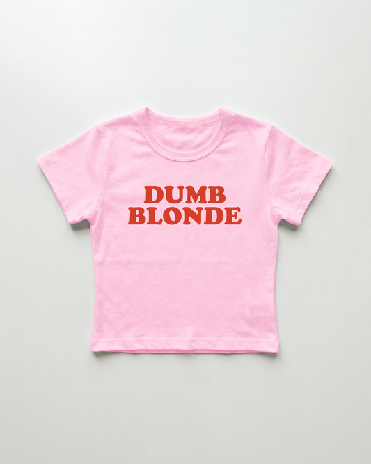 dumb blonde cropped Baby Tee Pink | Lolita Sinz