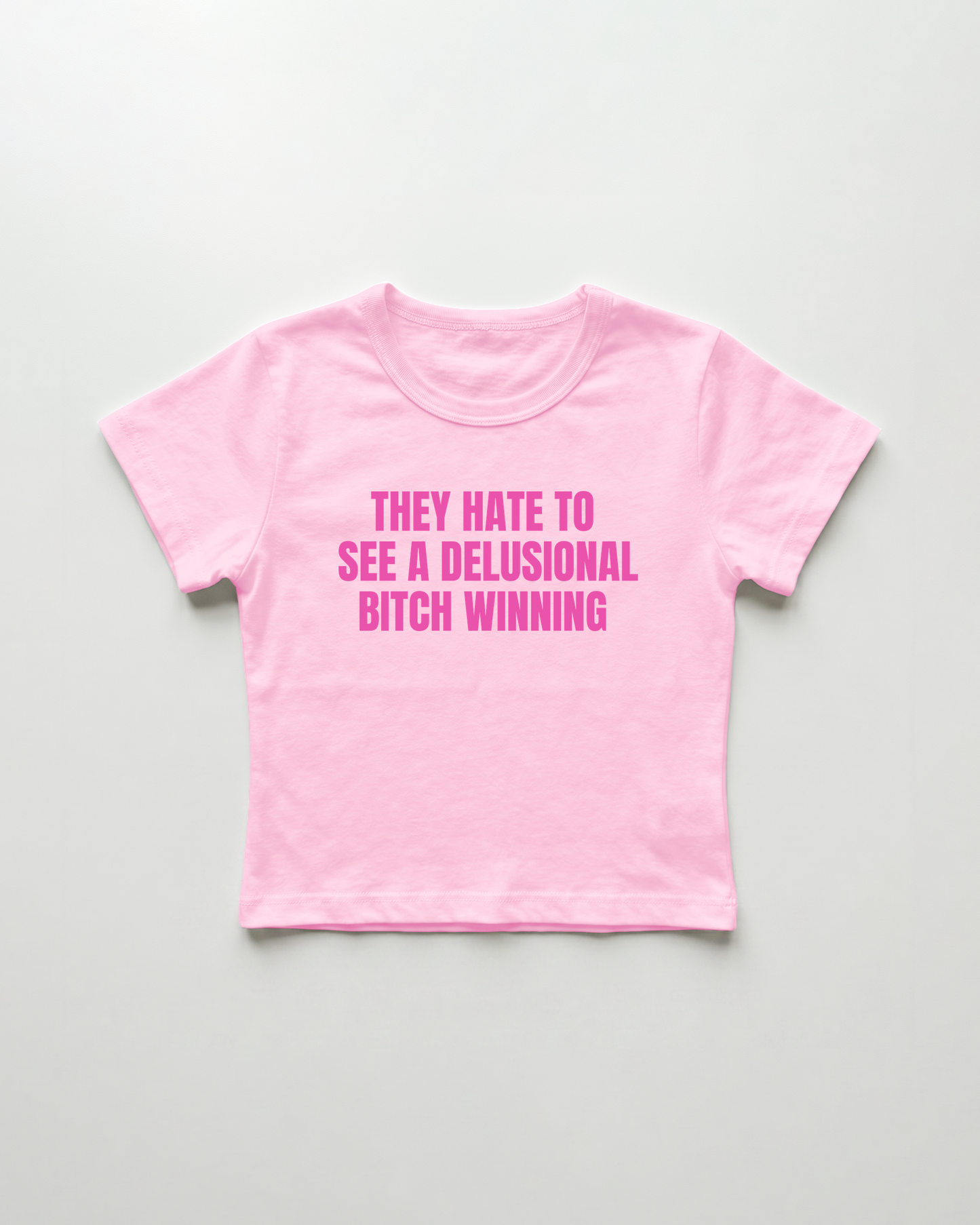 they hate to see a delusional bitch winning cropped Baby Tee