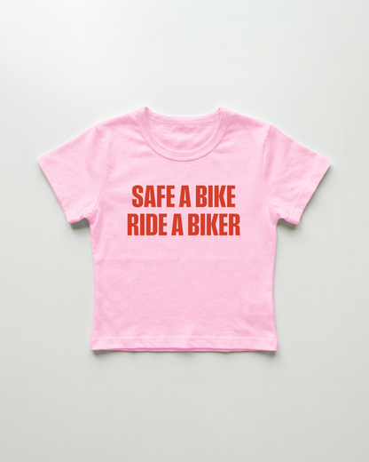 safe a bike ride a biker cropped Baby Tee