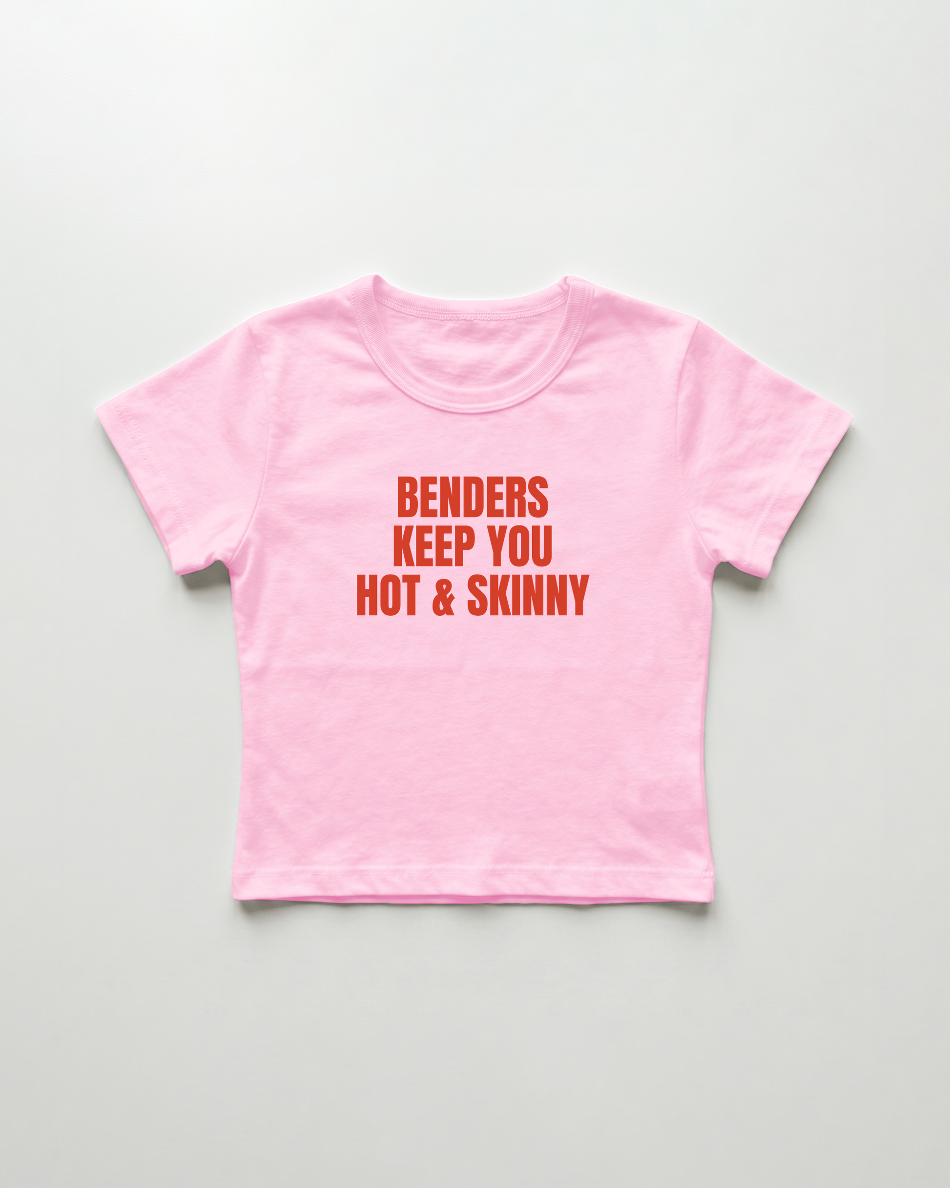 benders keep you hot and skinny cropped Baby Tee Pink | Lolita Sinz