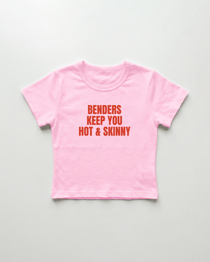 benders keep you hot and skinny cropped Baby Tee Pink | Lolita Sinz