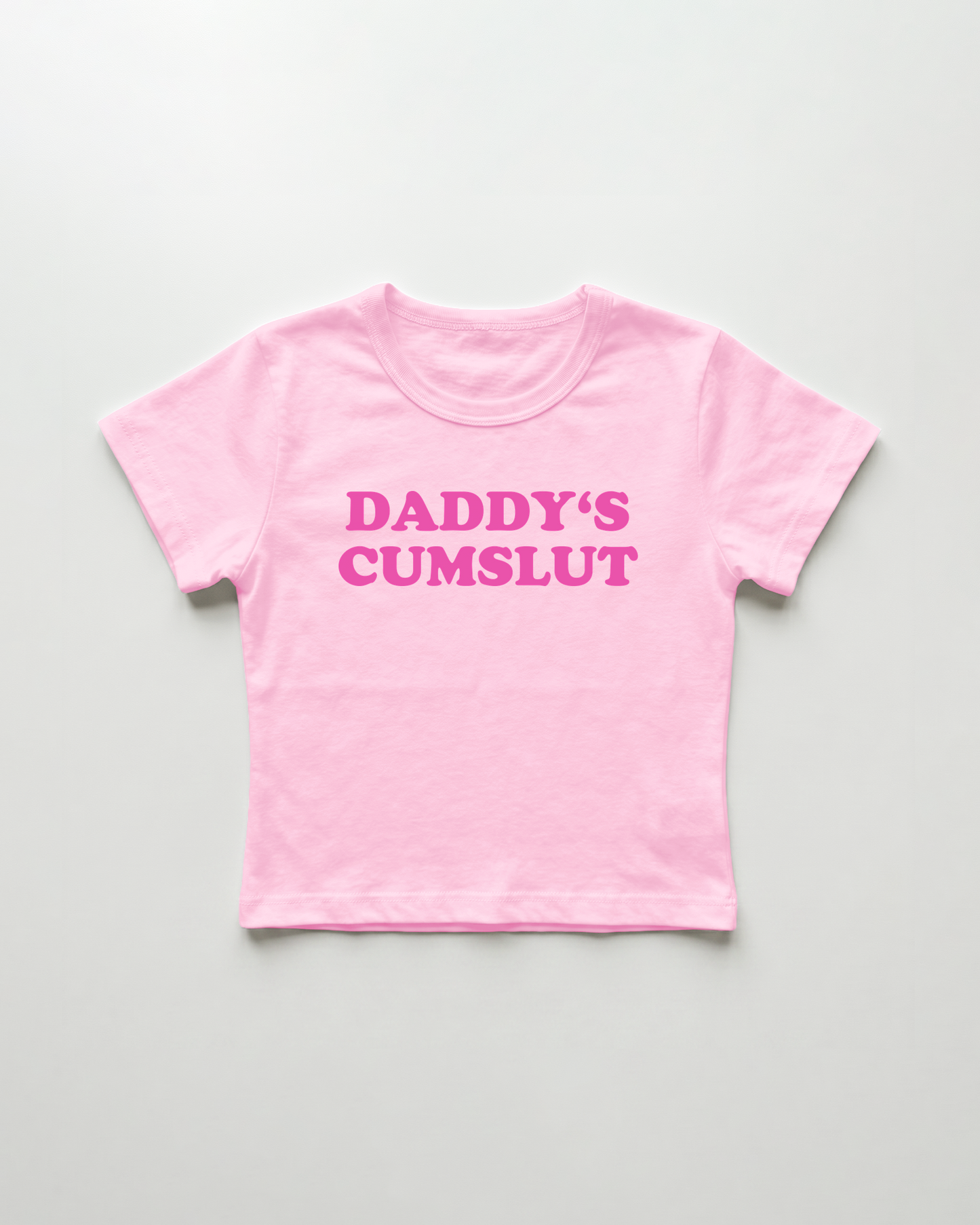 daddy's cumslut cropped Baby Tee Pink | Lolita Sinz
