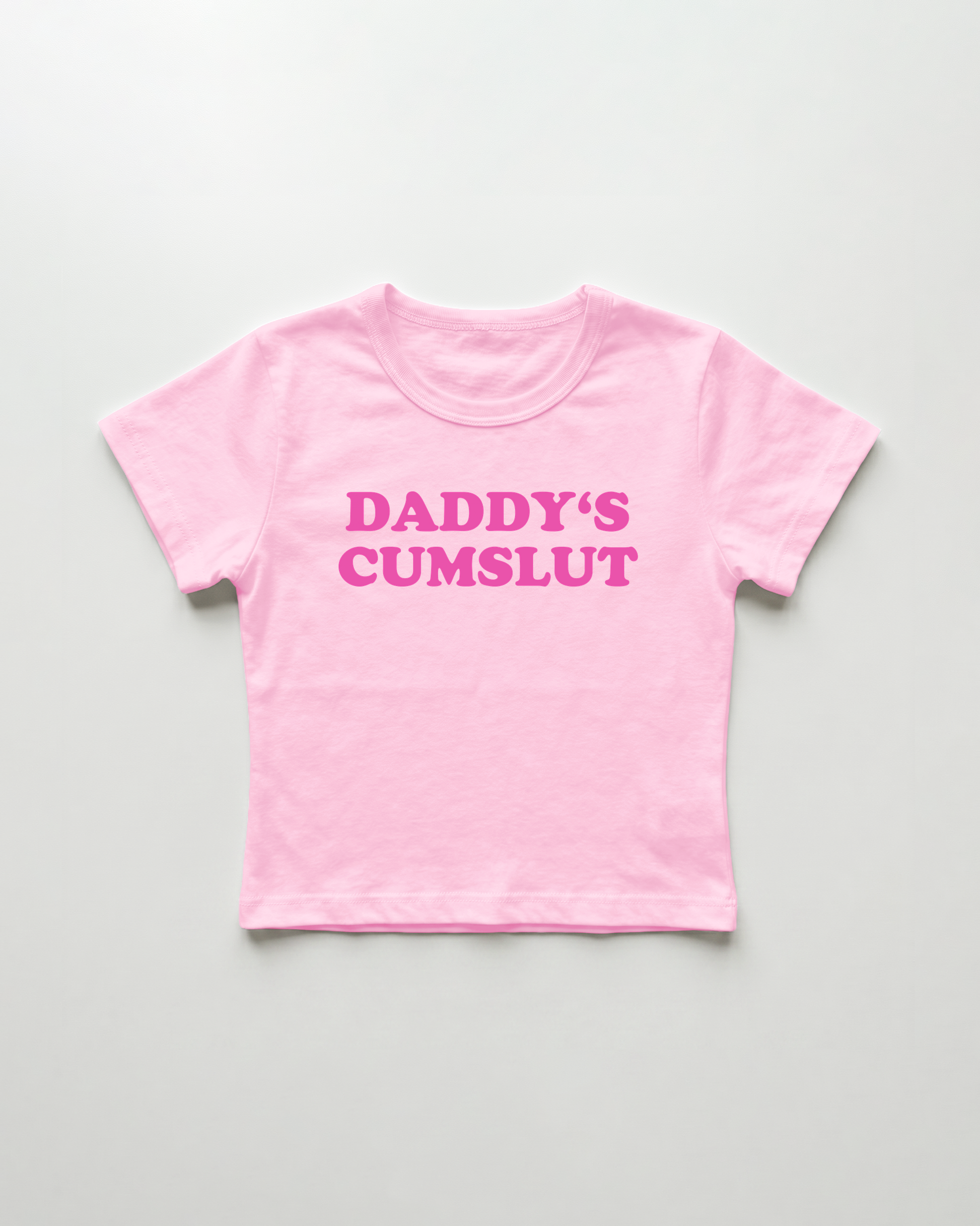 daddy's cumslut cropped Baby Tee Pink | Lolita Sinz