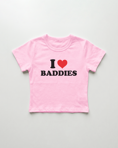I love baddies cropped Baby Tee Pink | Lolita Sinz