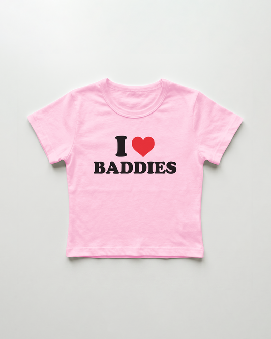 I love baddies cropped Baby Tee Pink | Lolita Sinz