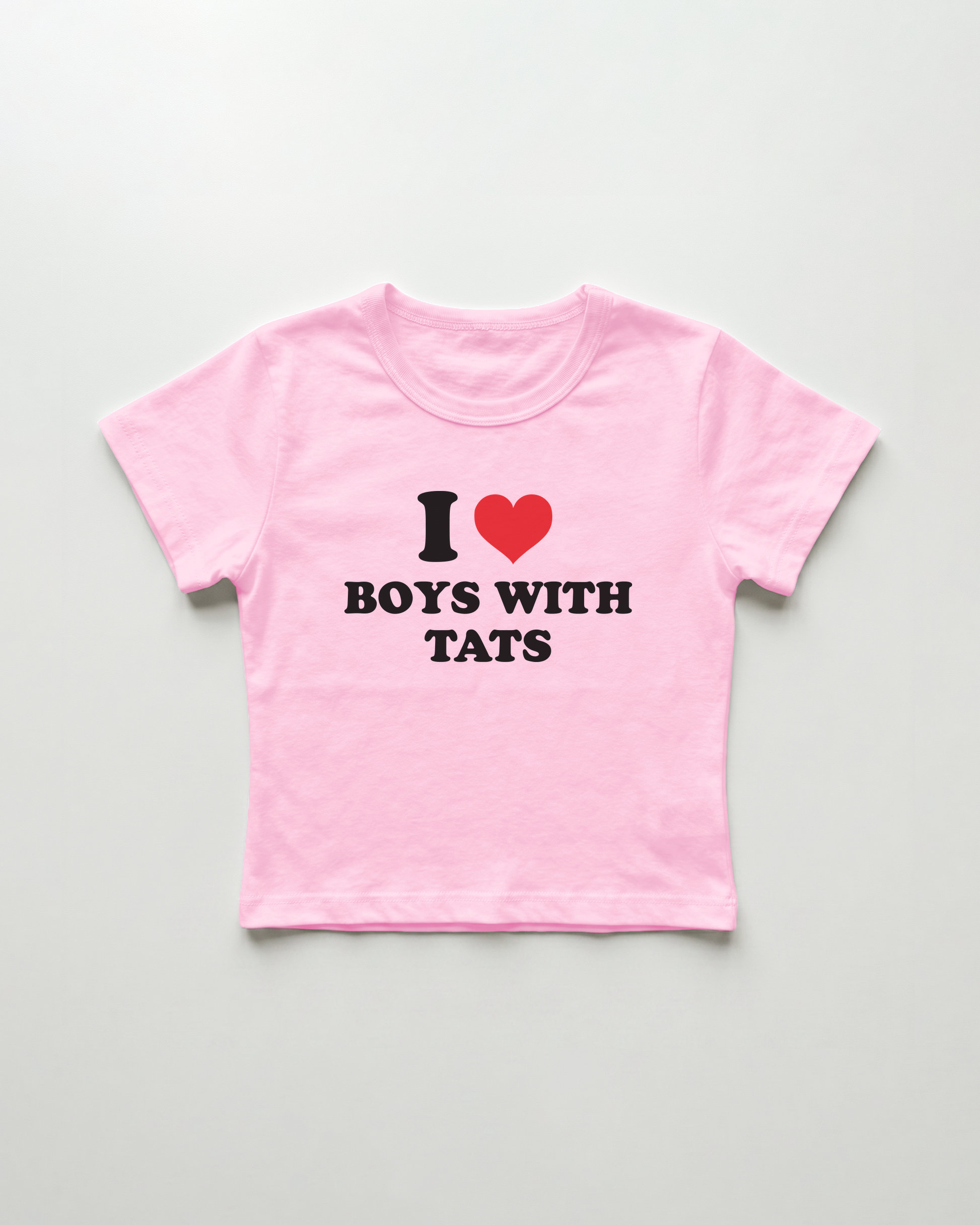 I love boys with tats cropped Baby Tee Pink | Lolita Sinz