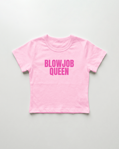 blowjob queen cropped Baby Tee Pink | Lolita Sinz