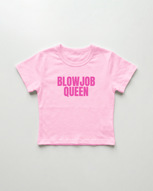 blowjob queen cropped Baby Tee Pink | Lolita Sinz