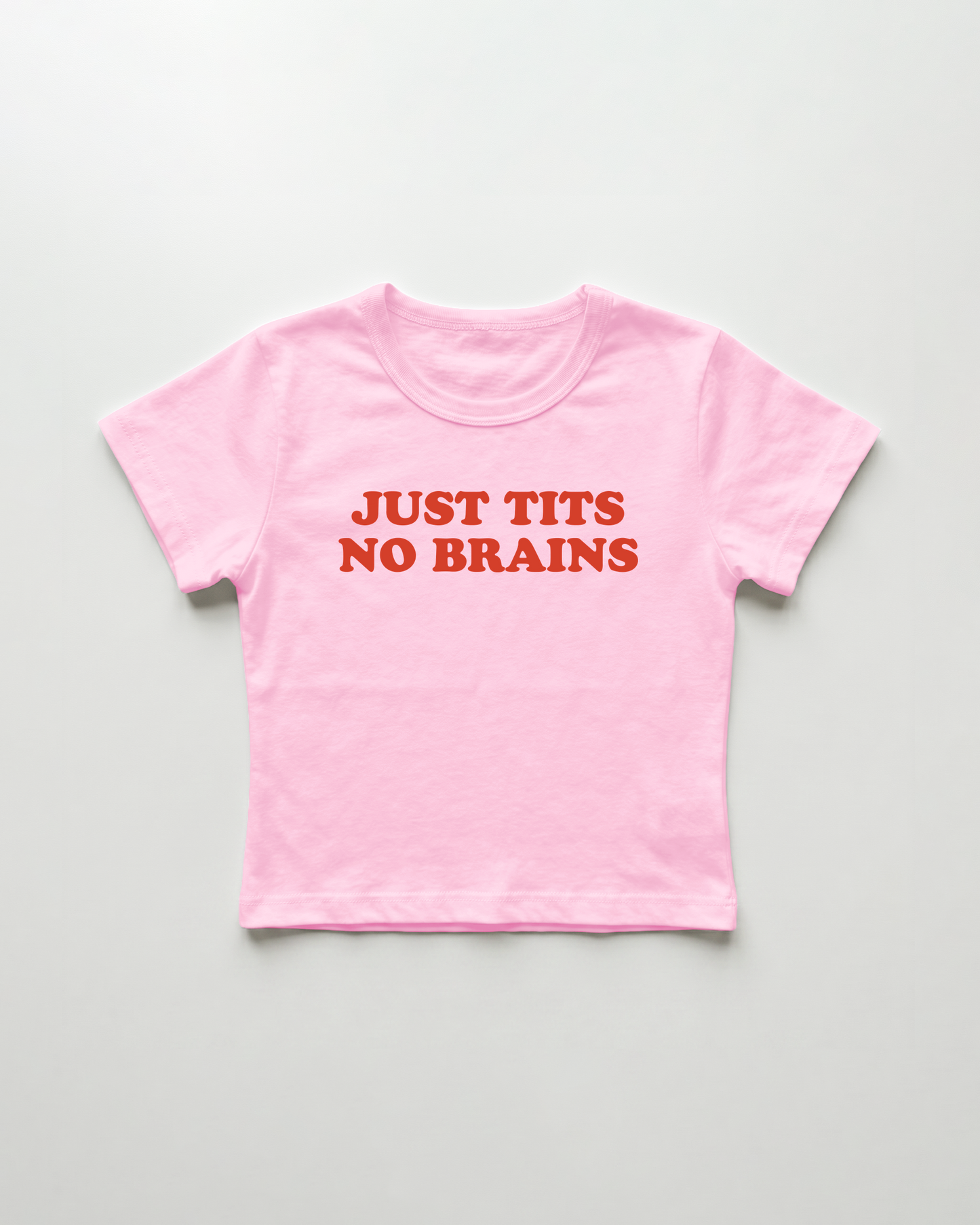 just tits no brains cropped Baby Tee Pink | Lolita Sinz
