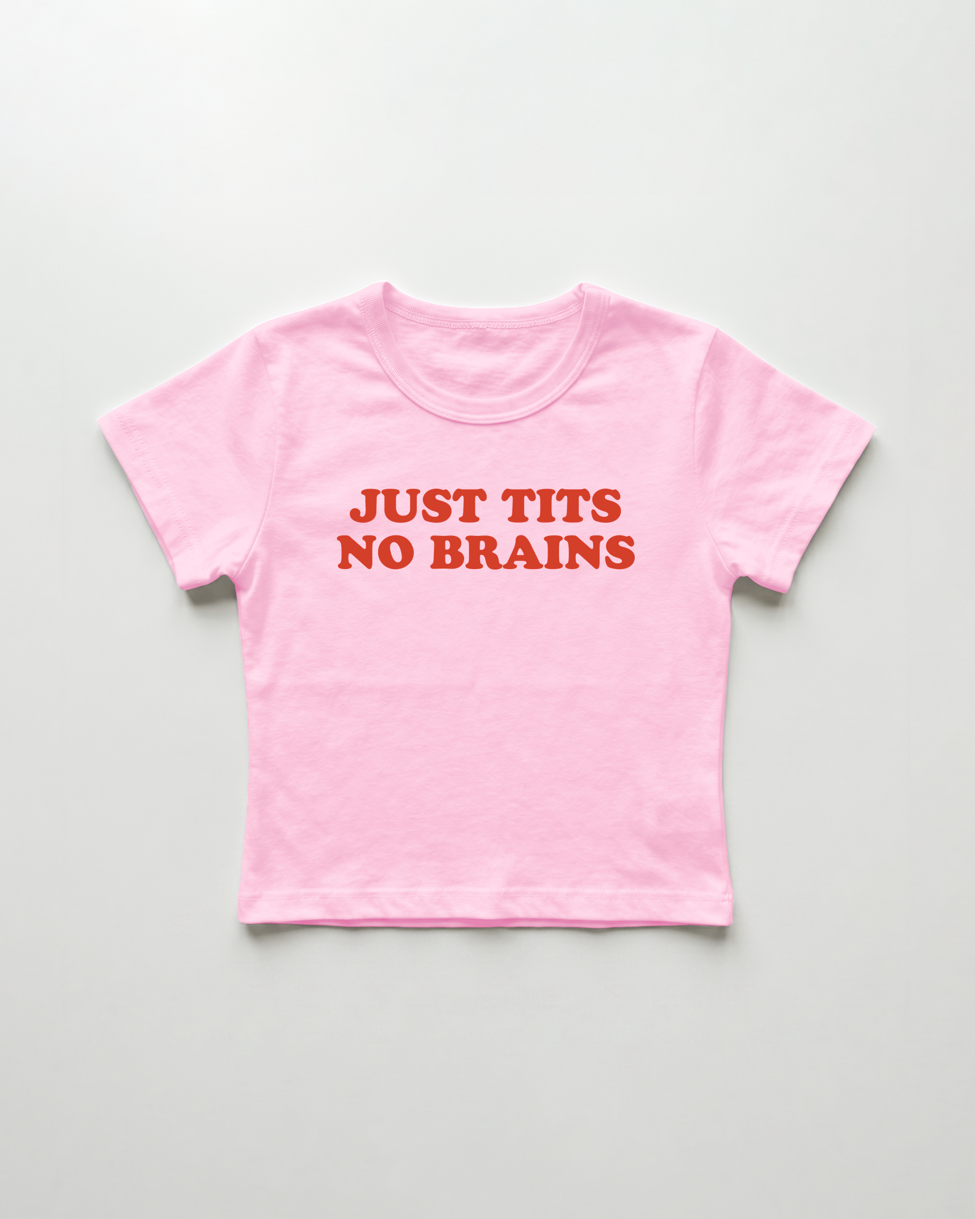 just tits no brains cropped Baby Tee Pink | Lolita Sinz