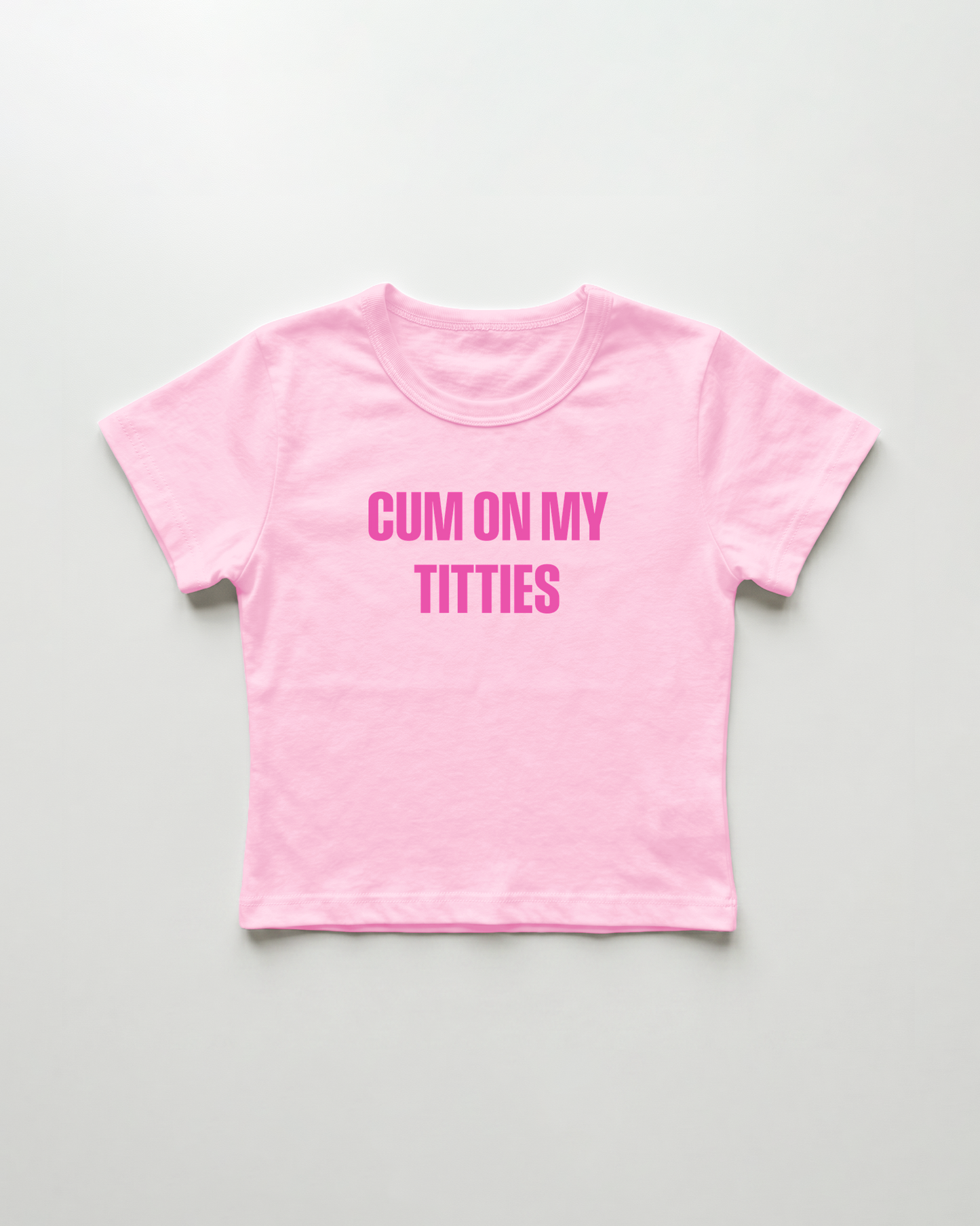 cum on my titties cropped Baby Tee Pink | Lolita Sinz