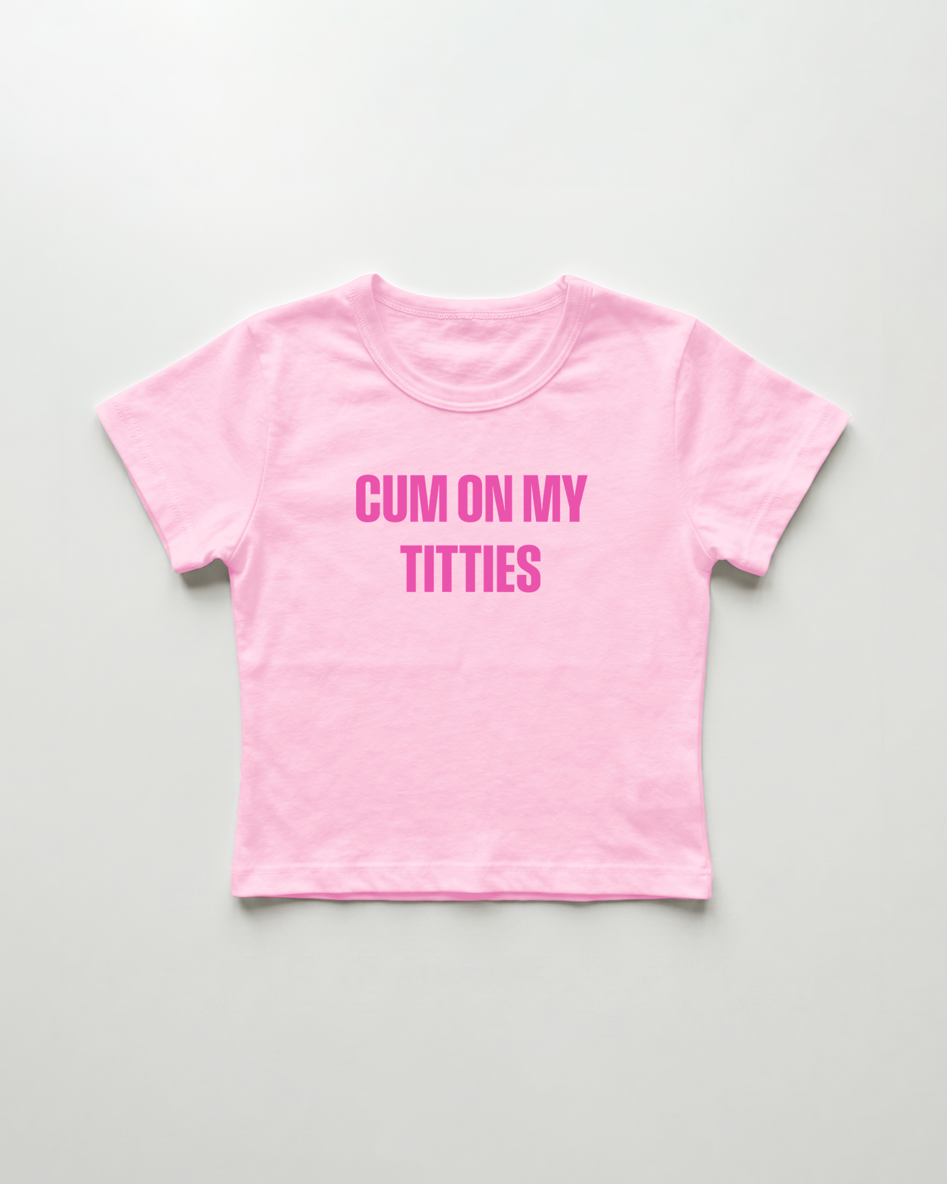cum on my titties cropped Baby Tee Pink | Lolita Sinz