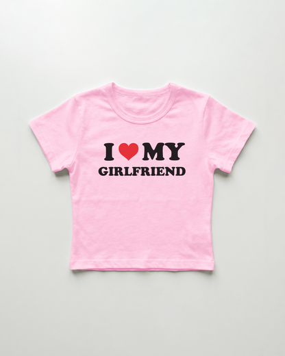 I love my girlfriend cropped Baby Tee Pink | Lolita Sinz