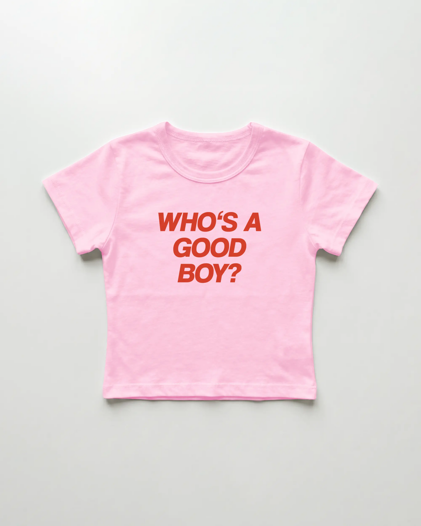 who's a good boy cropped Baby Tee Pink | Lolita Sinz