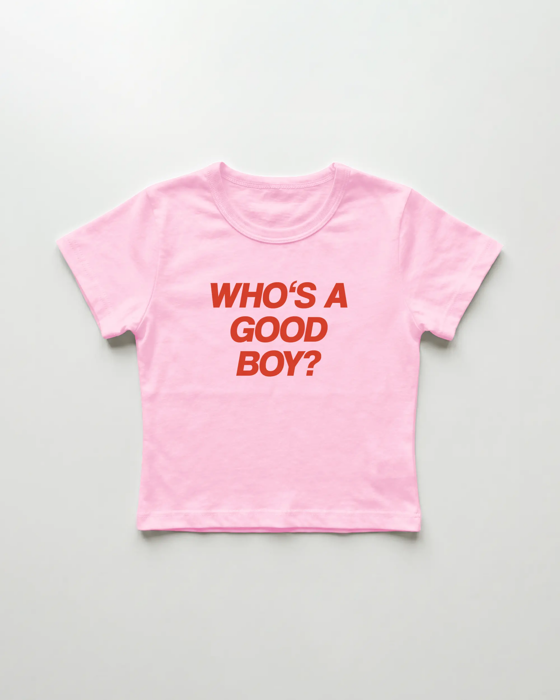 who's a good boy cropped Baby Tee Pink | Lolita Sinz