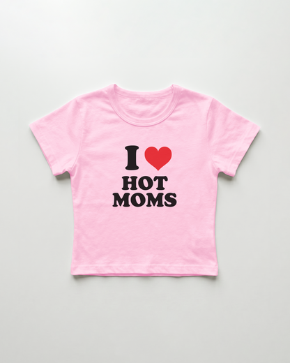 I love hot moms cropped Baby Tee Pink | Lolita Sinz