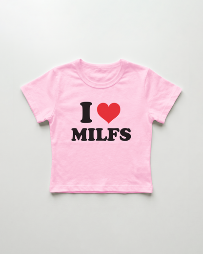 I love milfs cropped Baby Tee Pink | Lolita Sinz