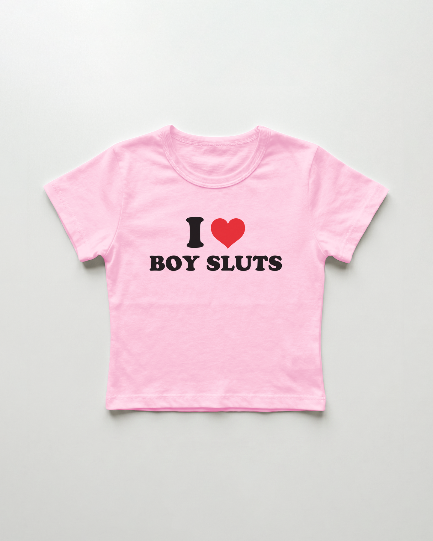 I love boy sluts cropped Baby Tee Pink | Lolita Sinz