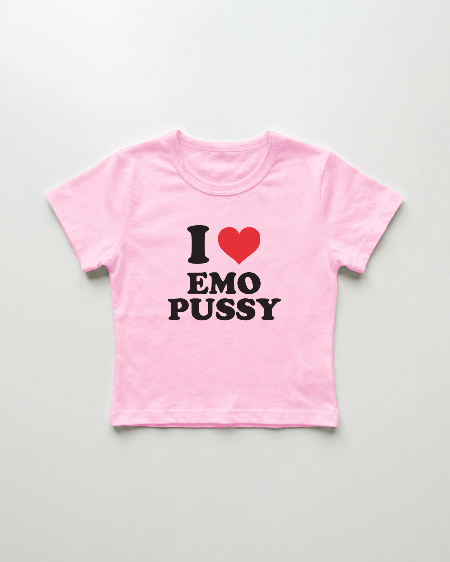 I love emo pussy cropped Baby Tee Pink | Lolita Sinz