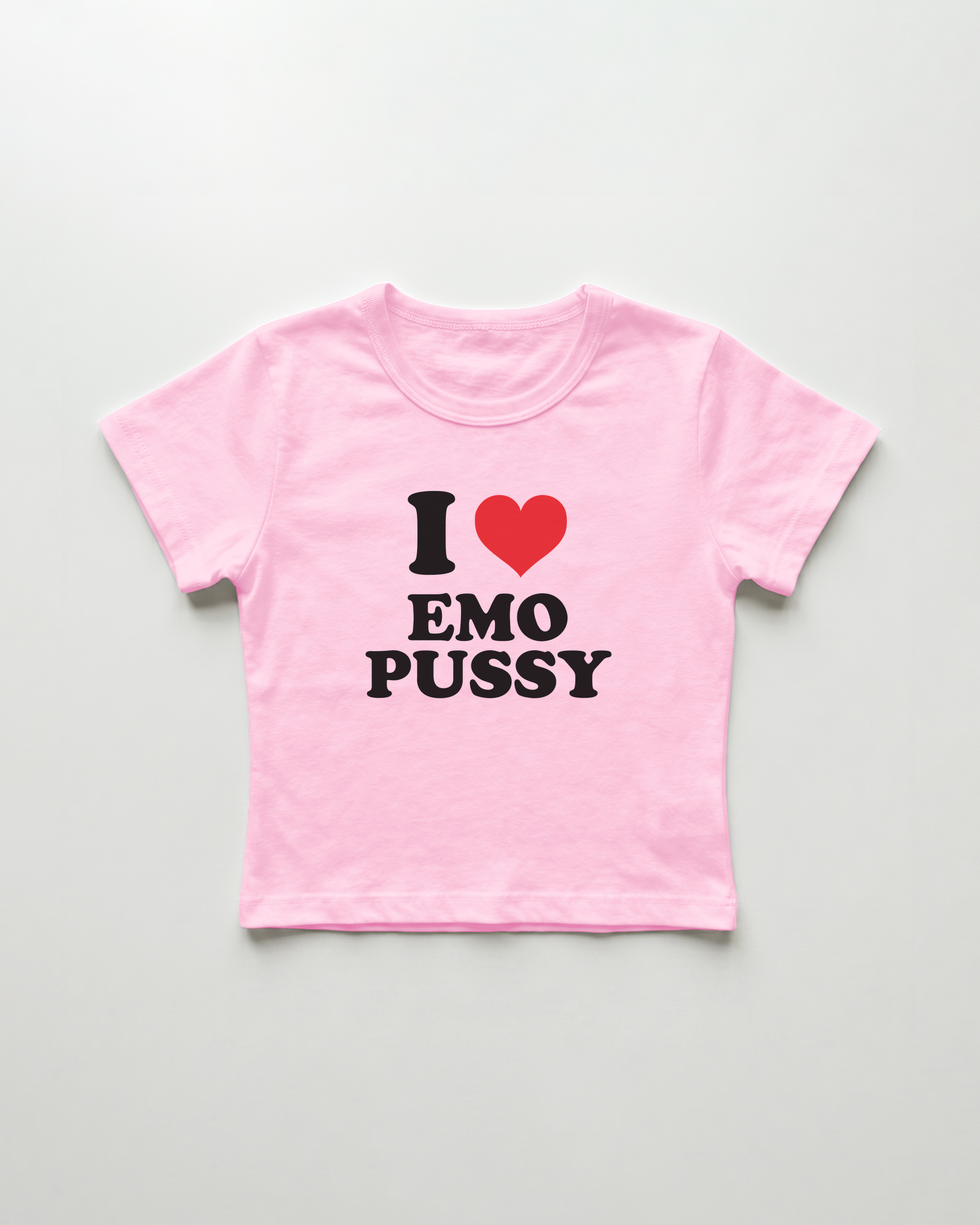 I love emo pussy cropped Baby Tee Pink | Lolita Sinz