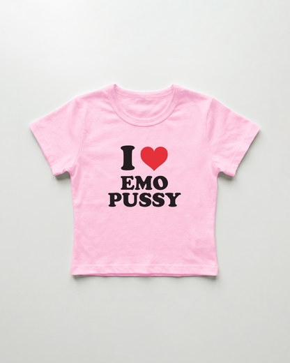 I love emo pussy cropped Baby Tee Pink | Lolita Sinz