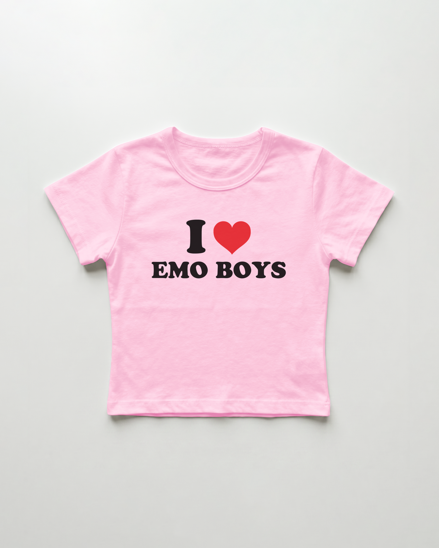 I love emo boys cropped Baby Tee Pink | Lolita Sinz