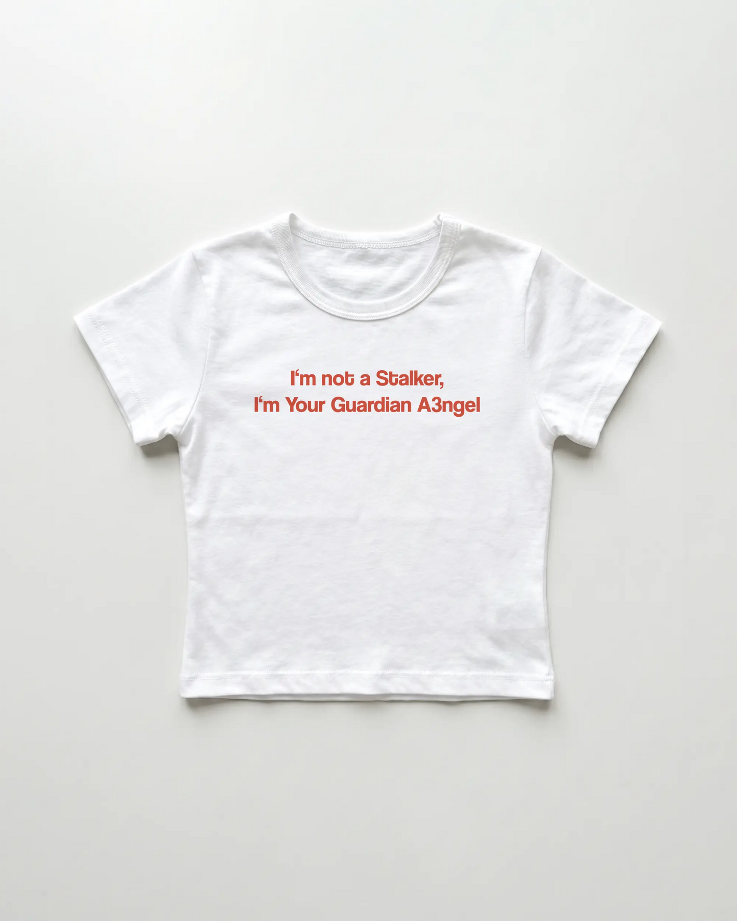 I'm not a Stalker I'm Your Guardian Angel cropped Baby Tee Weiss | Lolita Sinz