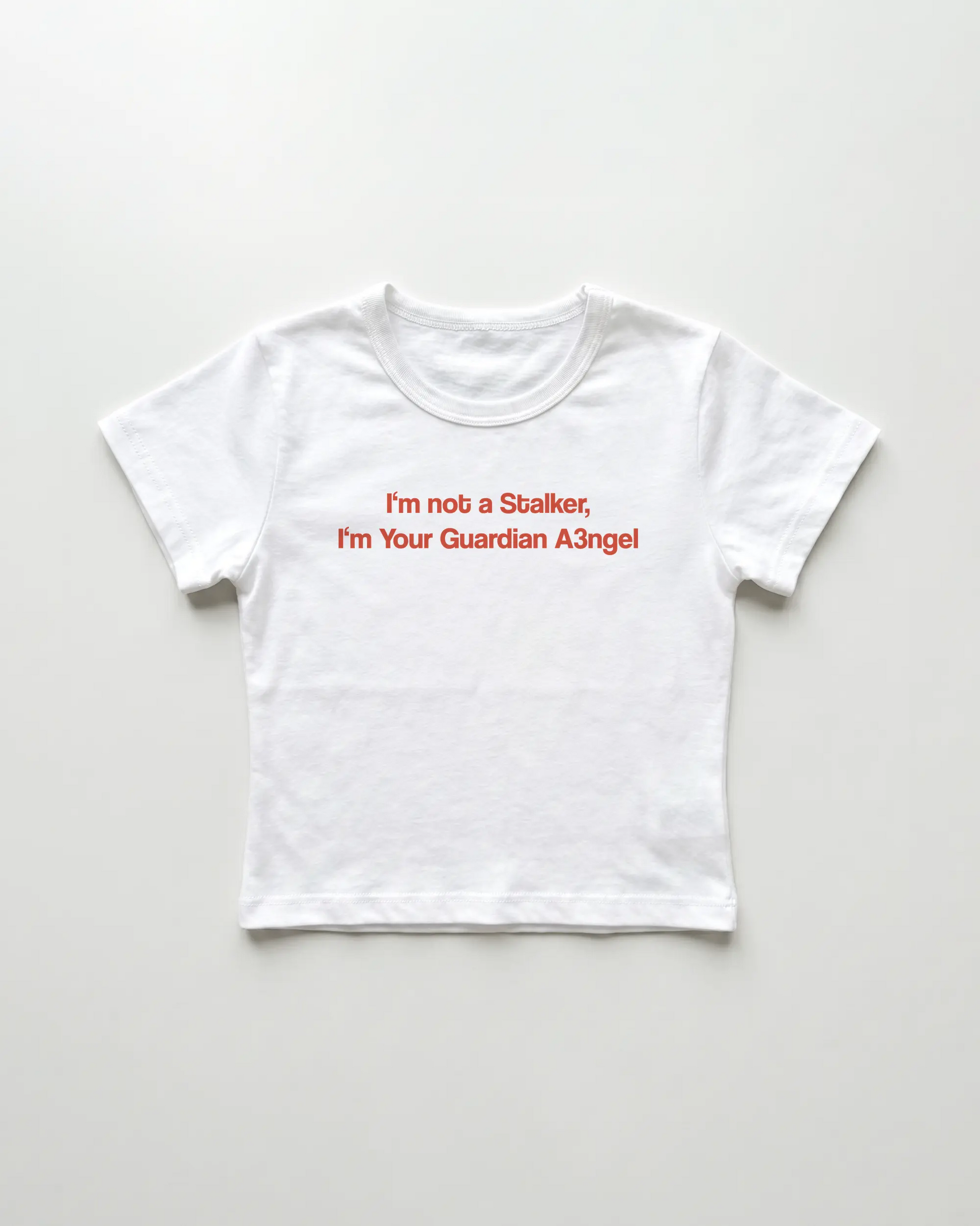 I'm not a Stalker I'm Your Guardian Angel cropped Baby Tee Weiss | Lolita Sinz