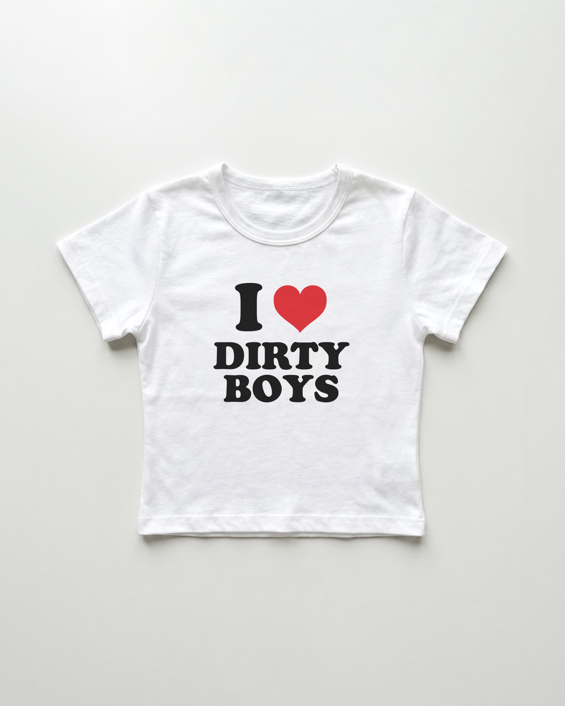 I love dirty boys cropped Baby Tee Weiss | Lolita Sinz