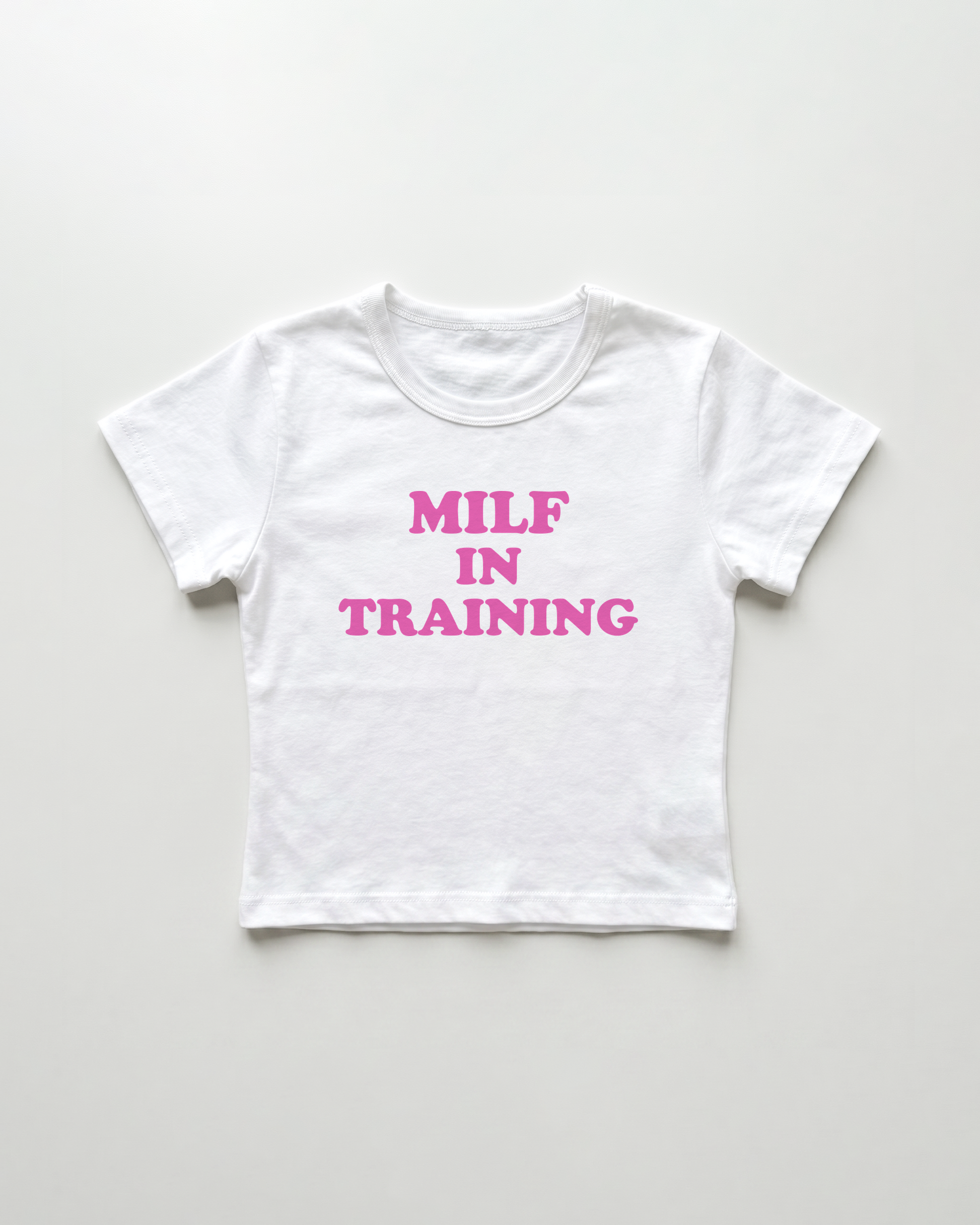 milf in training cropped Baby Tee Weiss | Lolita Sinz