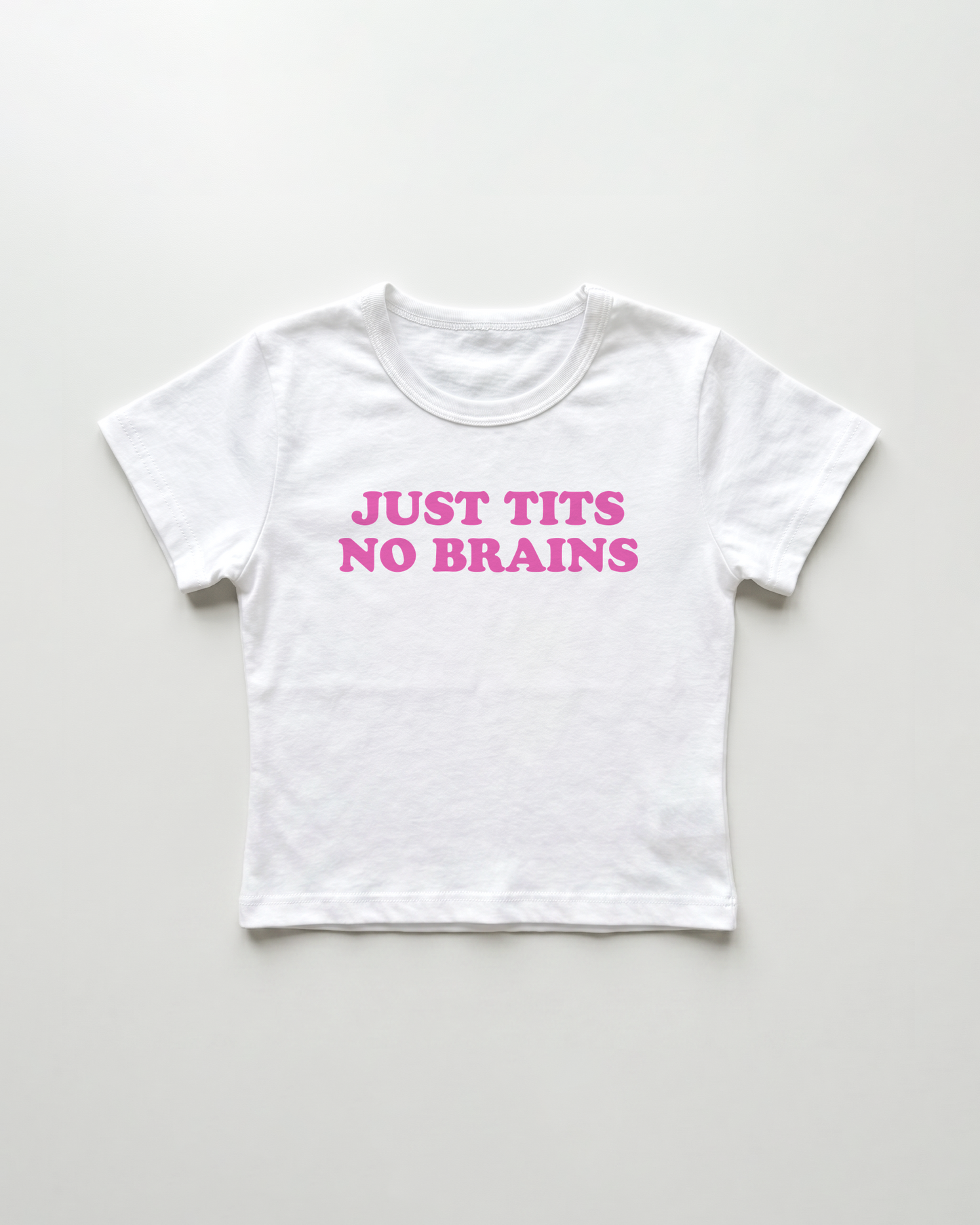 just tits no brains cropped Baby Tee Weiss | Lolita Sinz