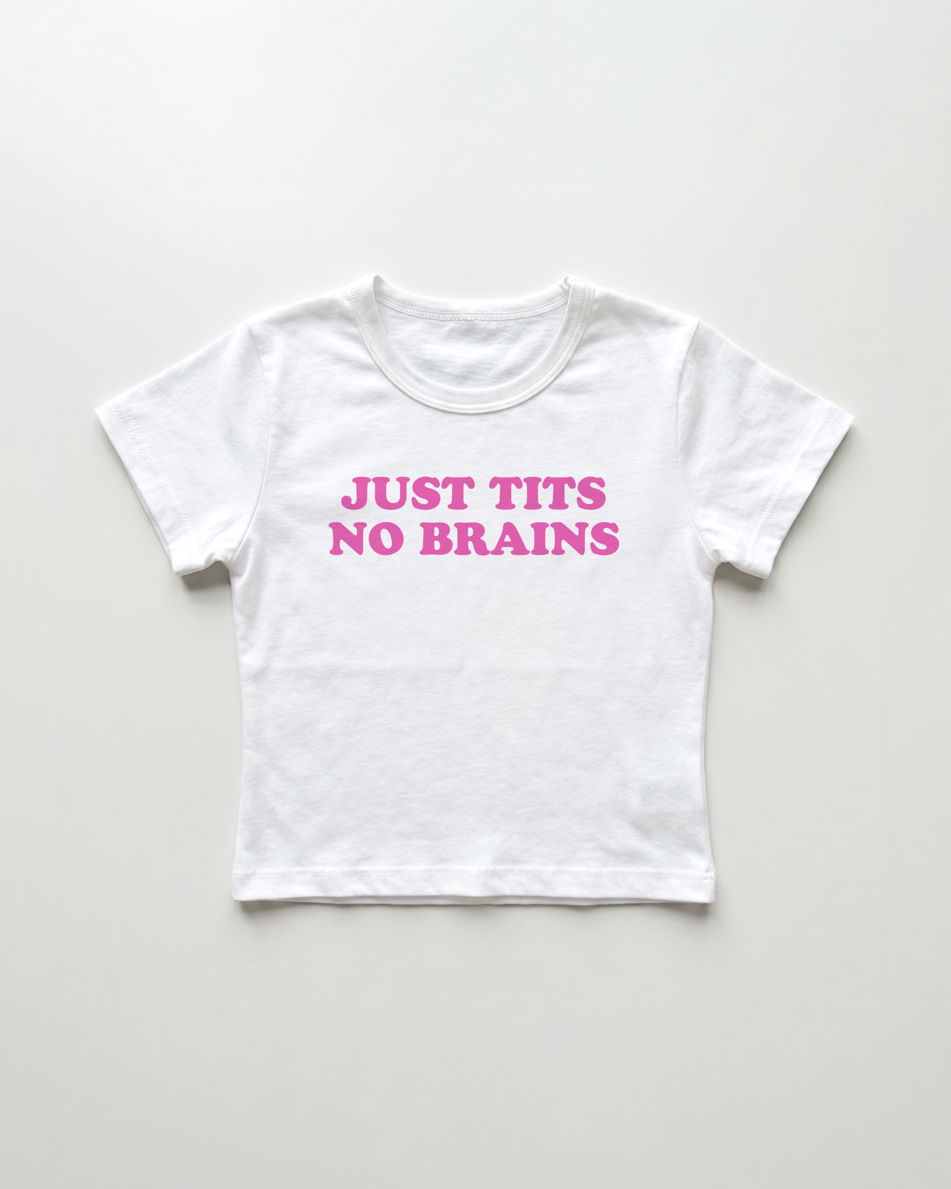 just tits no brains cropped Baby Tee Weiss | Lolita Sinz