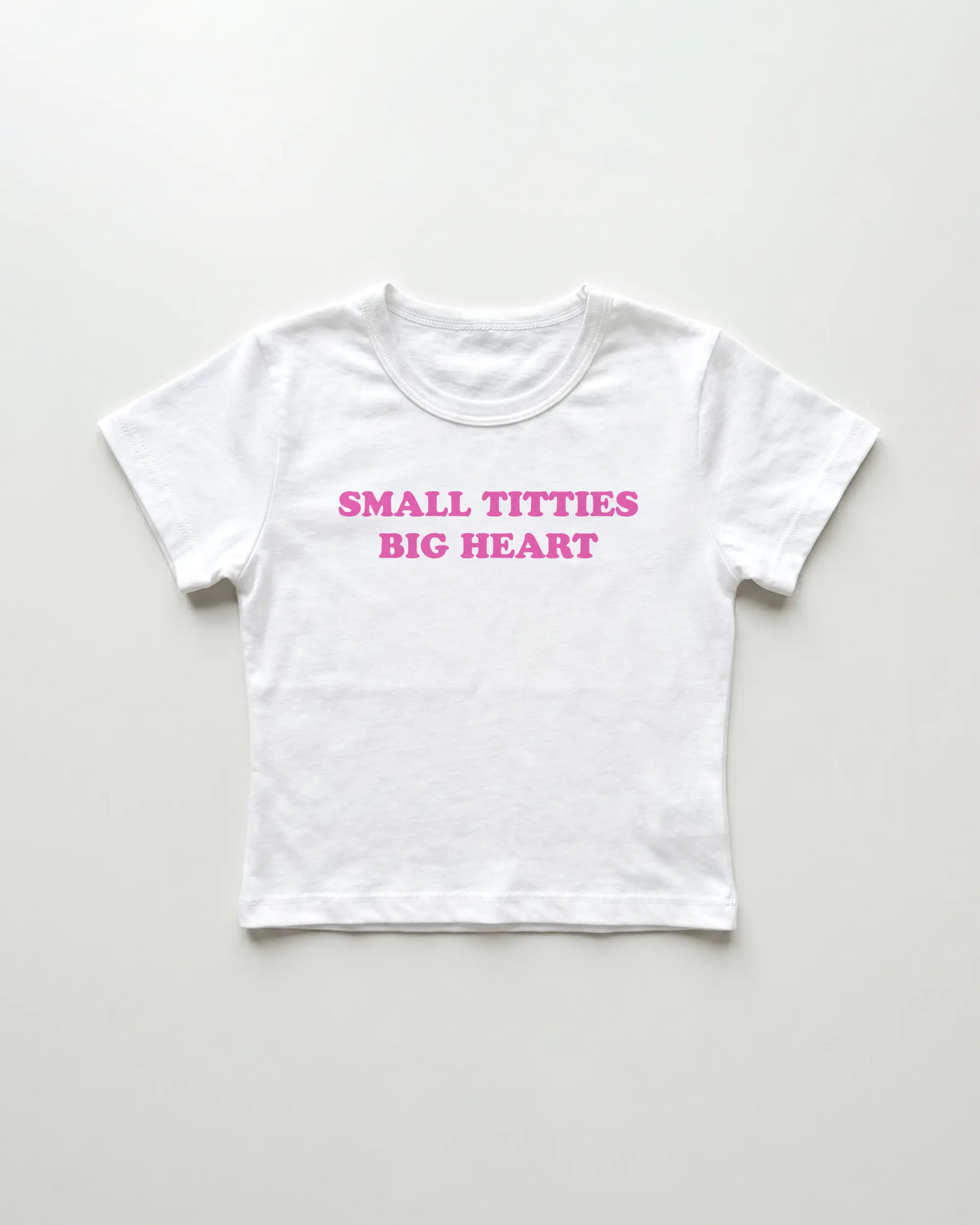 small titties big heart cropped Baby Tee Weiss | Lolita Sinz