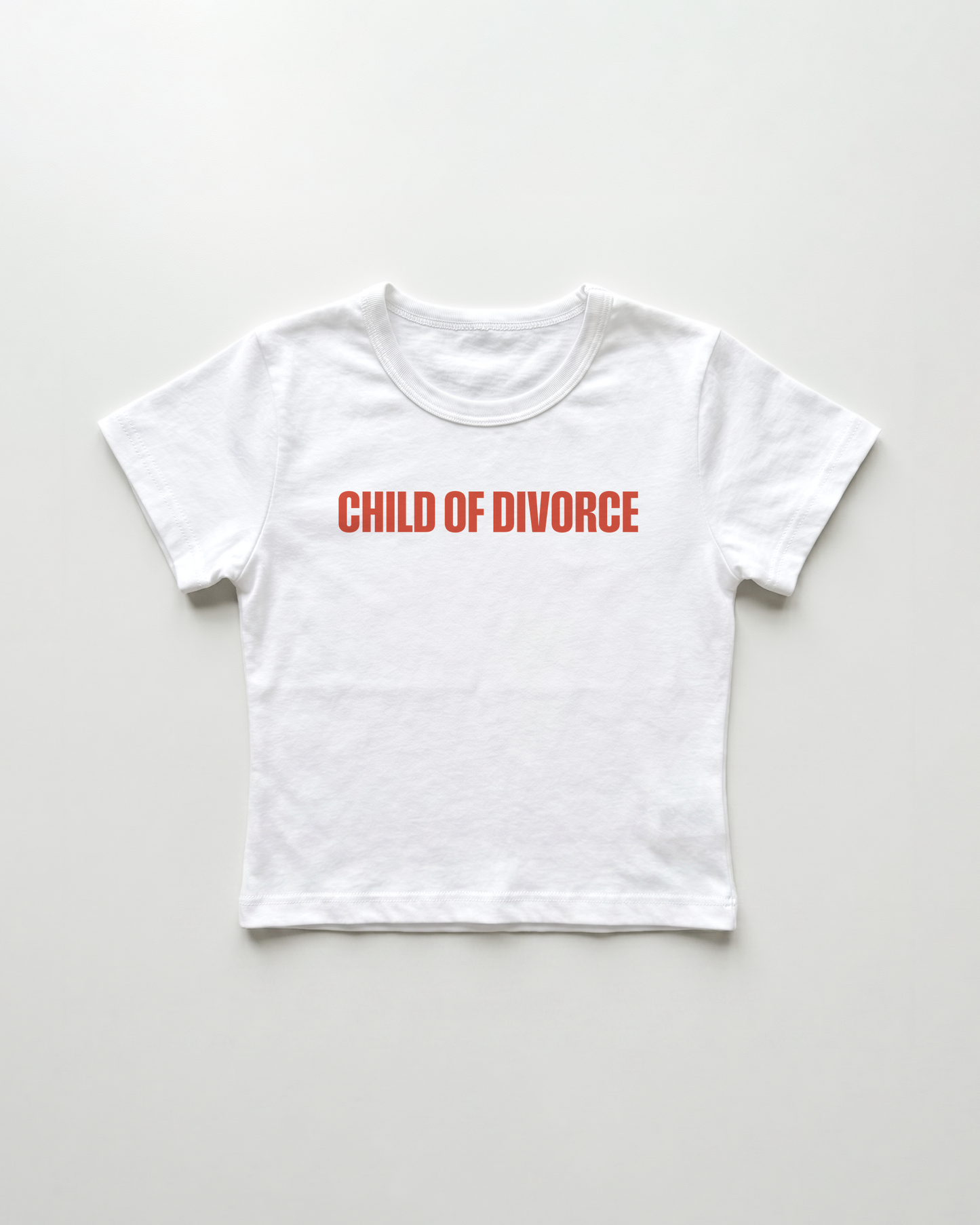 child of divorce cropped Baby Tee Weiss | Lolita Sinz