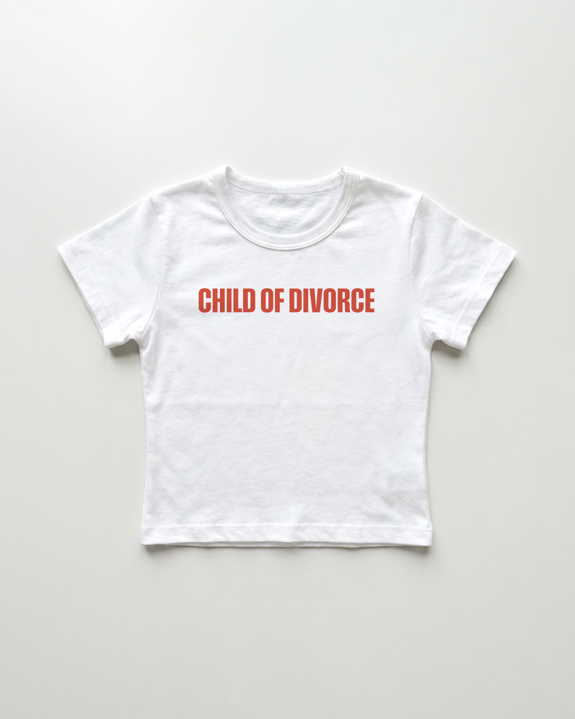child of divorce cropped Baby Tee Weiss | Lolita Sinz