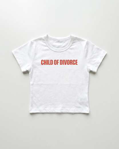child of divorce cropped Baby Tee Weiss | Lolita Sinz