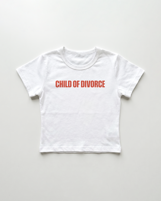 child of divorce cropped Baby Tee Weiss | Lolita Sinz