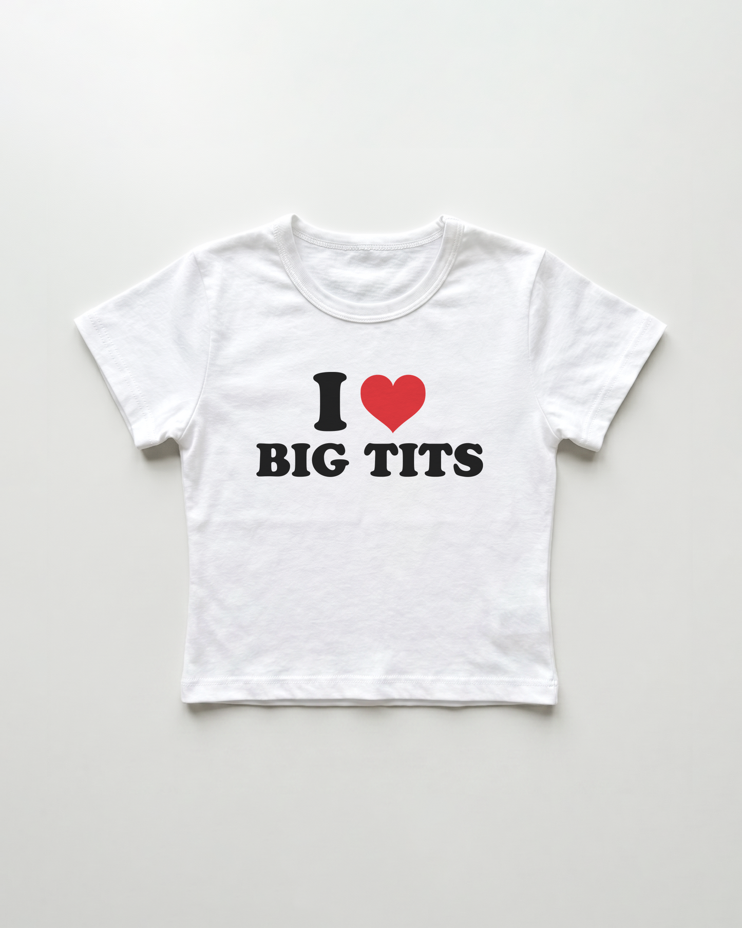 I love big tits cropped Baby Tee Weiss | Lolita Sinz