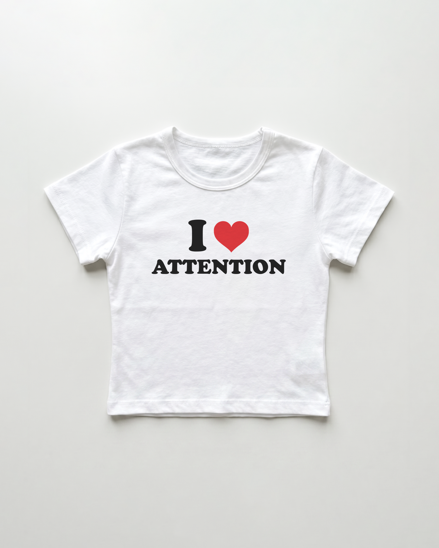 I love attention cropped Baby Tee Weiss | Lolita Sinz