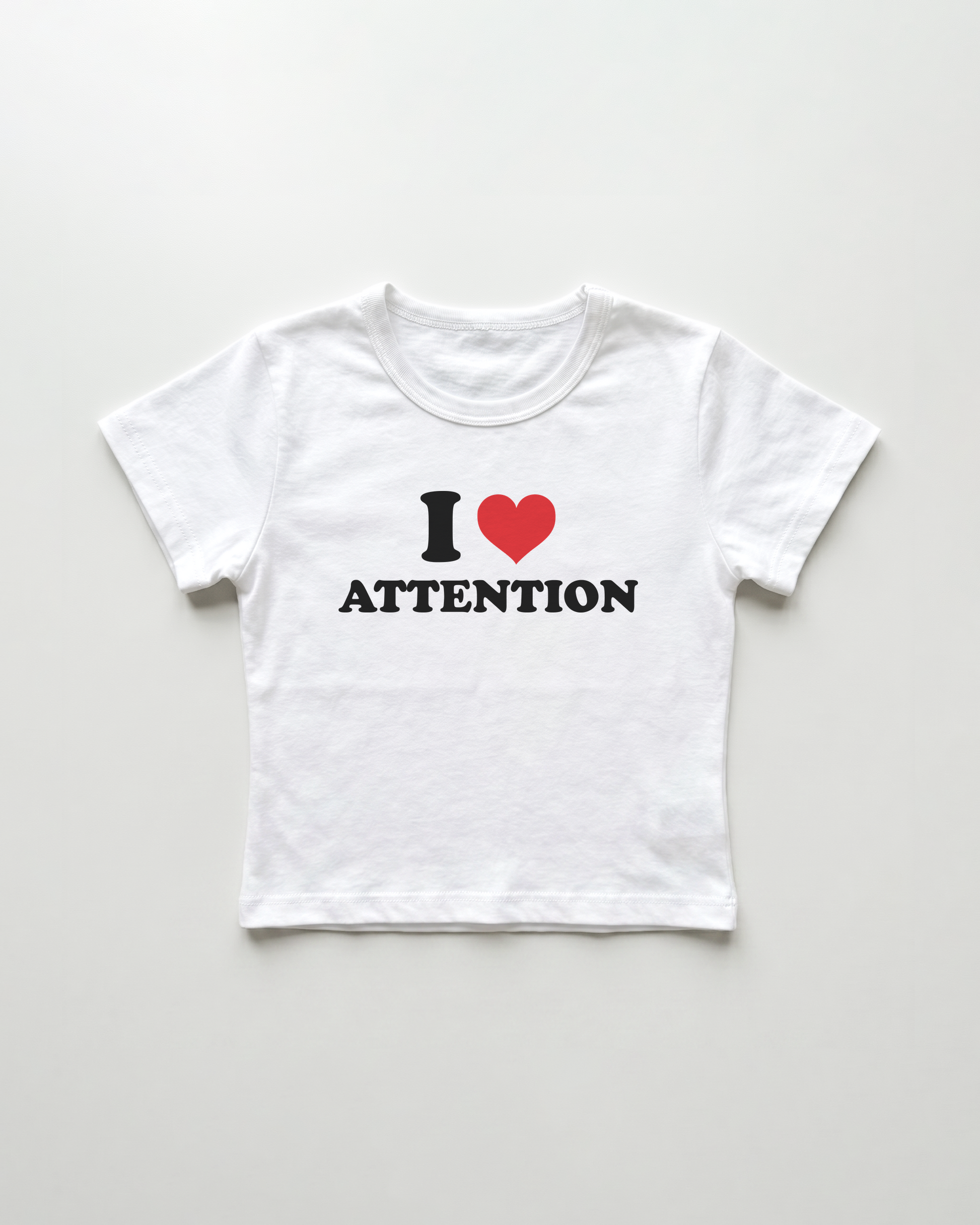 I love attention cropped Baby Tee Weiss | Lolita Sinz
