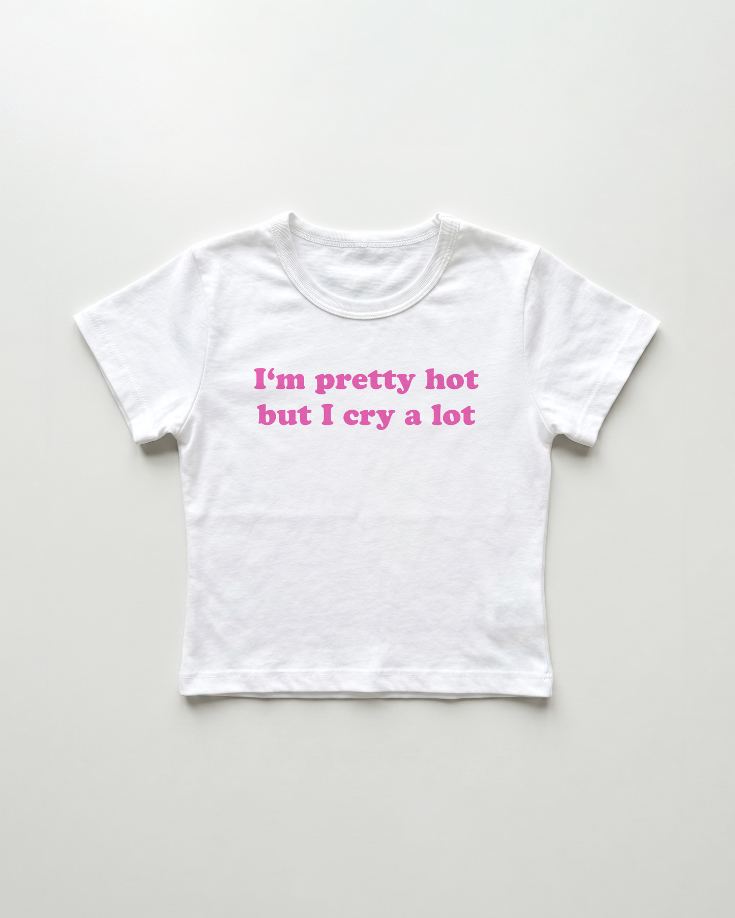 I'm pretty hot but I cry a lot cropped Baby Tee Weiss | Lolita Sinz