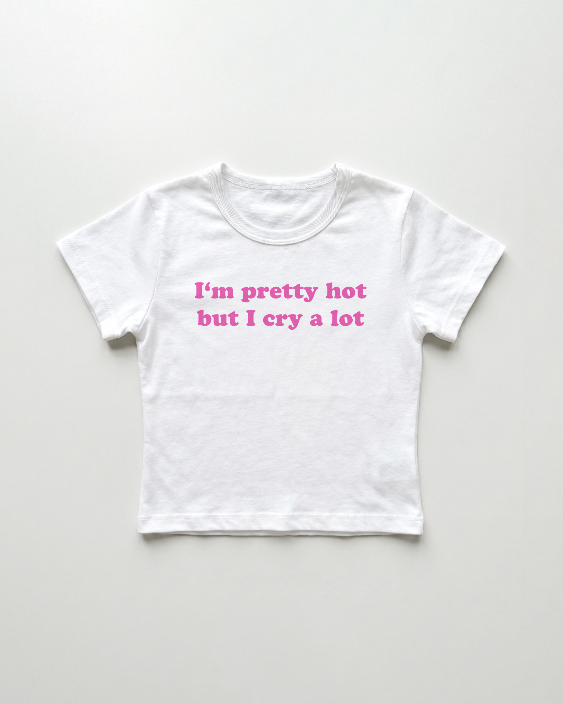I'm pretty hot but I cry a lot cropped Baby Tee Weiss | Lolita Sinz