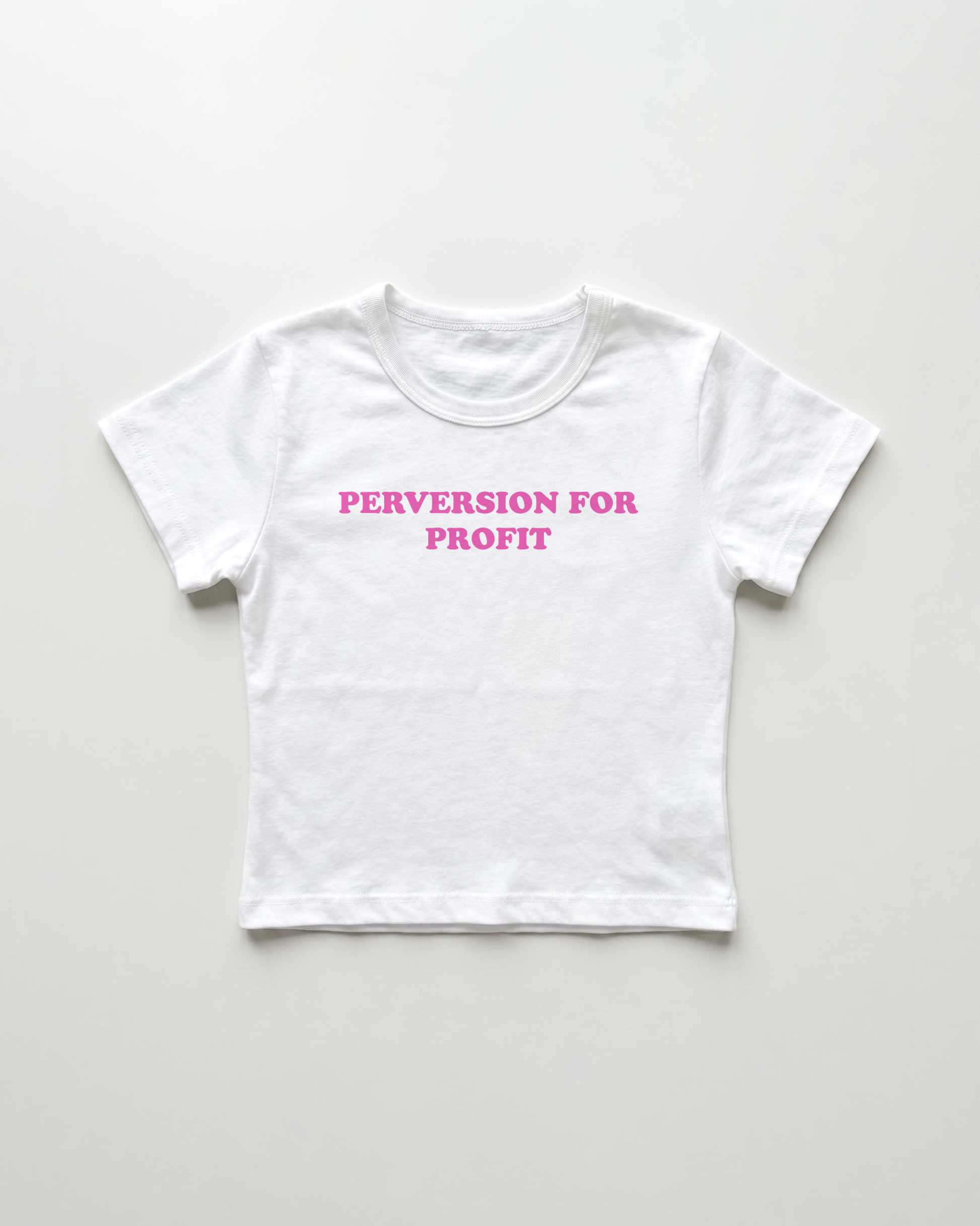 perversion for profit cropped Baby Tee Weiss | Lolita Sinz