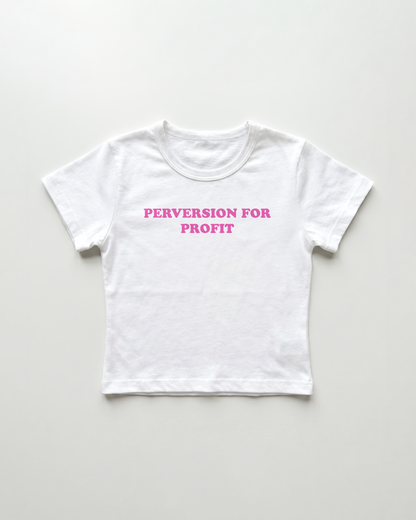 perversion for profit cropped Baby Tee Weiss | Lolita Sinz