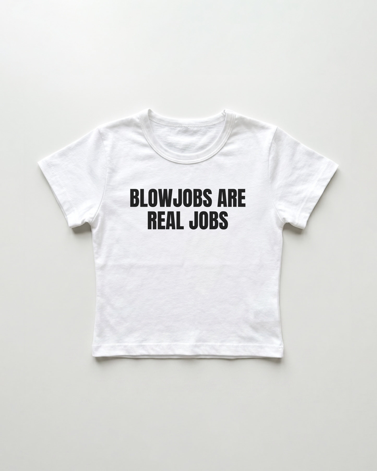 blowjobs are real jobs cropped Baby Tee Weiss | Lolita Sinz